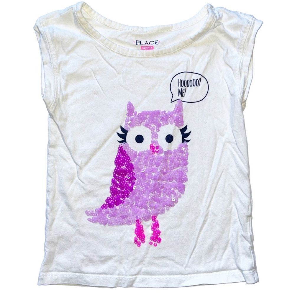 Girls sequin owl tee